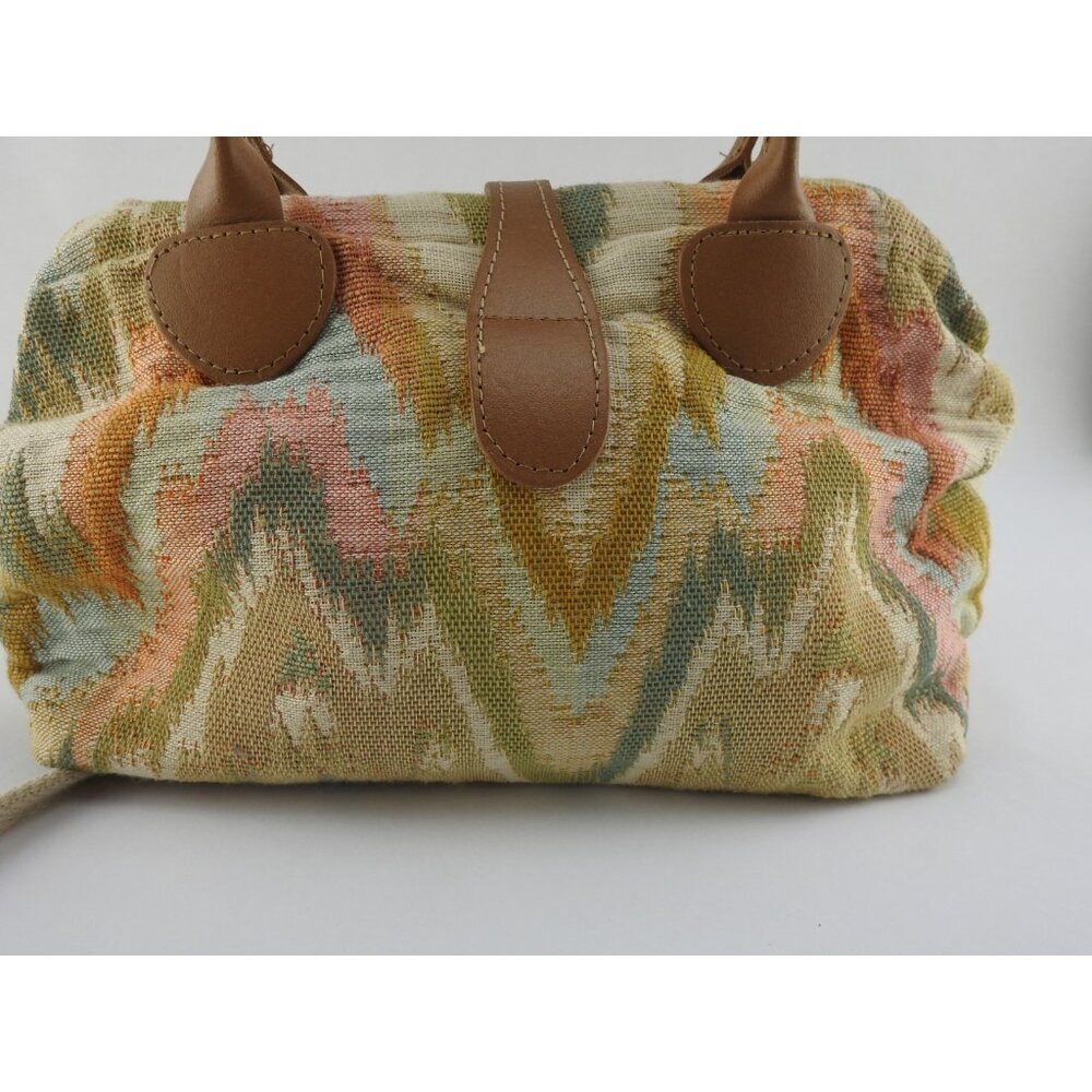 Vintage Banner House Asheville NC Tapestry Purse Bag Leather Trim USA Made Duck - Picture 3 of 10